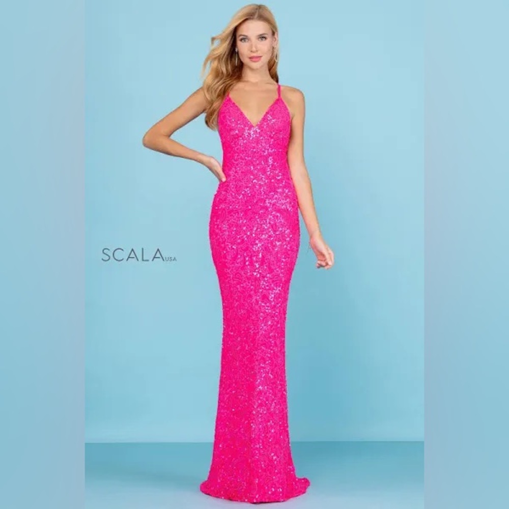 Scala Pink Sequin Bodycon Prom Dress